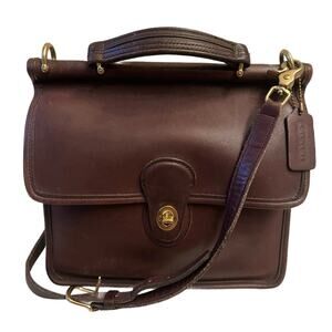 Vintage Coach Willis Bag 9927 Chocolate Brown Leather Crossbody Top Handle.